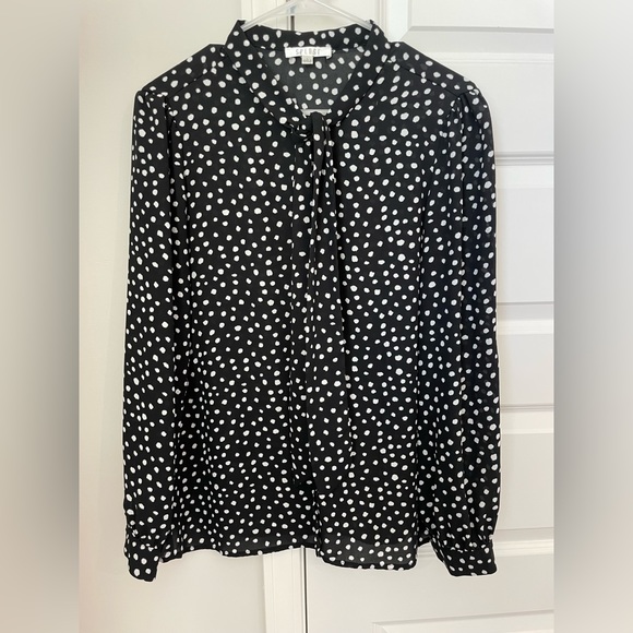 Spense polka dot, long sleeve blouse, size large - Picture 2 of 7